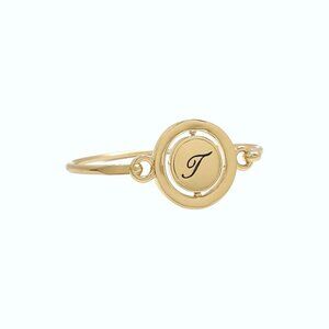 Carolee Letter T Gold Tone Double Sided Charm Bangle Bracelet